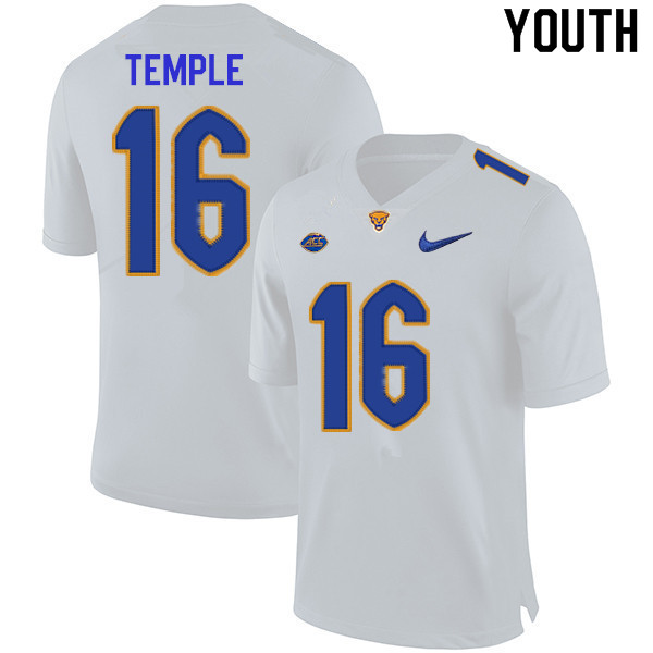 Youth #16 Nate Temple Pitt Panthers College Football Jerseys Sale-White
